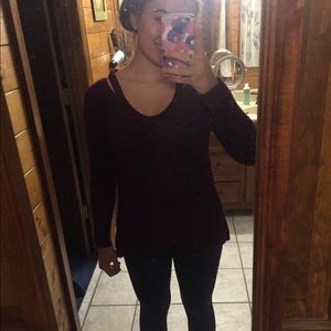 Maroon American Eagle Shoulder Cutout Sweater